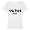 T-Shirt Femme Blanc Noir - 100% Coton BIO🌱 - Swish Basket