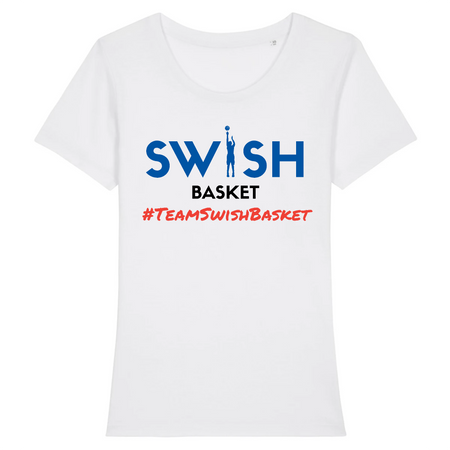 T-Shirt Femme Blanc Bleu Noir Rouge - 100% Coton BIO🌱 - Team Swish Basket France