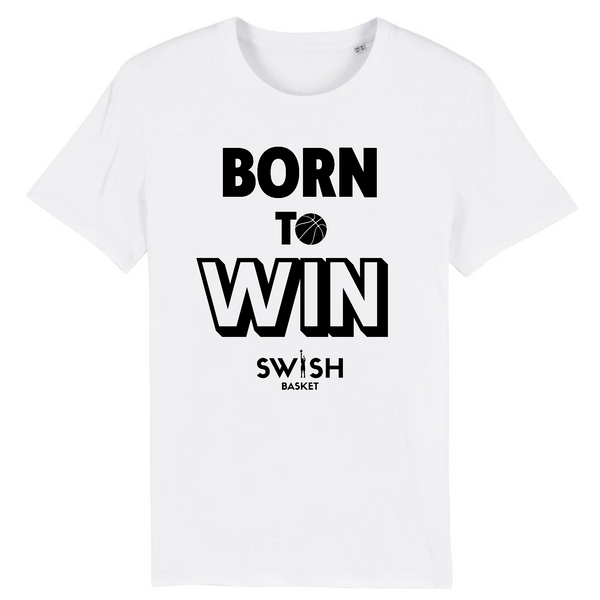T-Shirt Homme Blanc Noir - 100% Coton BIO🌱 - Born to Win