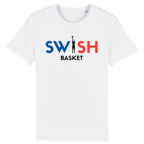 T-Shirt Homme Blanc Bleu Noir Rouge - 100% Coton BIO🌱 - Swish Basket France