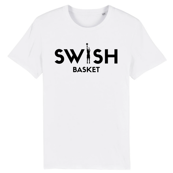 T-Shirt Homme Blanc Noir - 100% Coton BIO🌱 - Swish Basket