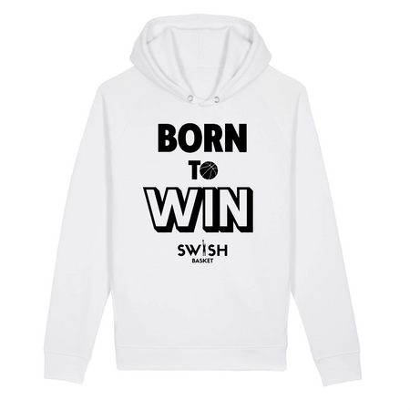 Sweat Capuche Femme Blanc Noir - Coton BIO🌱 - Born to Win