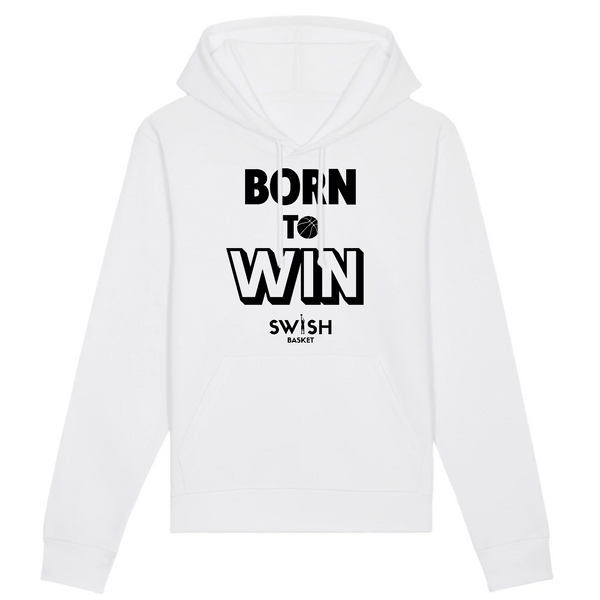 Hoodie Femme Blanc Noir - Coton BIO🌱 - Born to Win