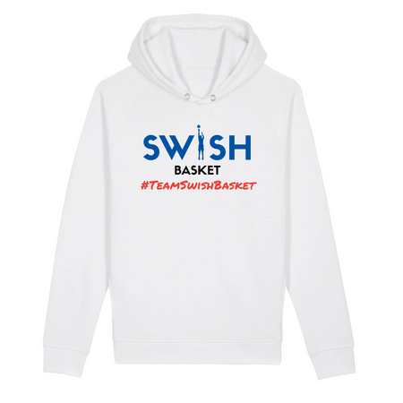 Sweat Capuche Femme Blanc Bleu Noir Rouge - Coton BIO🌱 - Team Swish Basket France