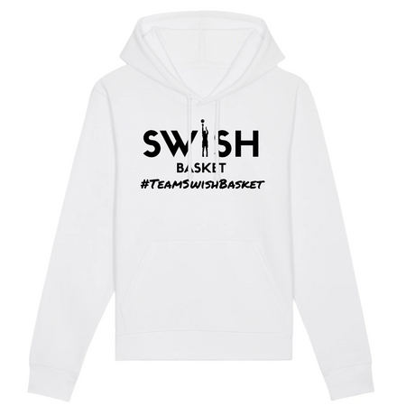 Hoodie Femme Blanc Noir - Coton BIO🌱 - Team Swish Basket