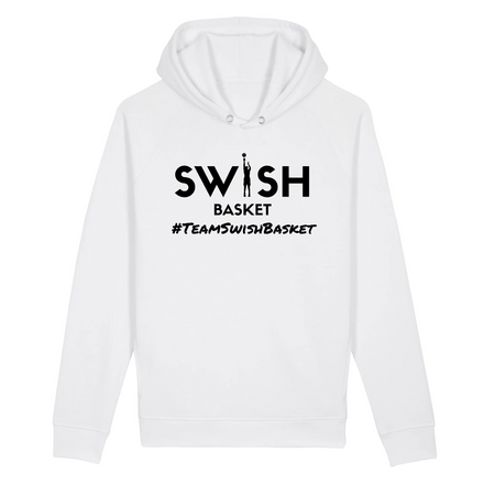 Sweat Capuche Femme Blanc Noir - Coton BIO🌱 - Team Swish Basket