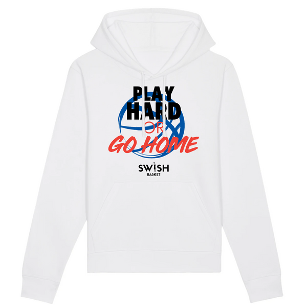 Hoodie Homme Blanc Noir Rouge Bleu - Coton BIO🌱 - Play Hard or Go Home