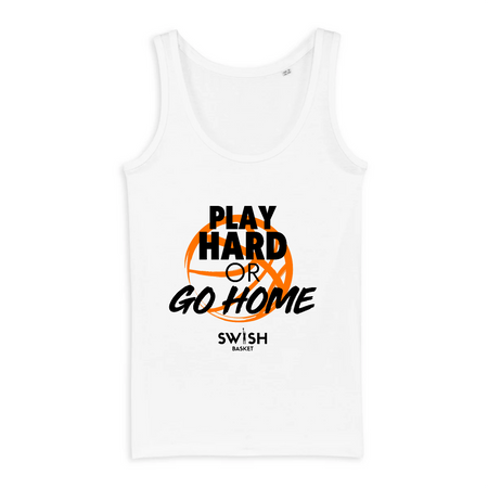 Débardeur Femme Blanc Noir Orange - 100% Coton BIO🌱 - Play Hard or Go Home