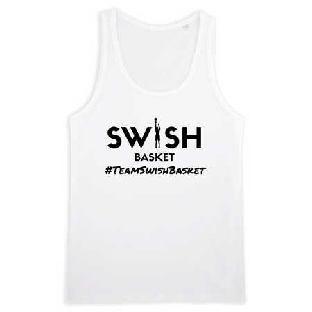Débardeur Homme Blanc Noir - 100% Coton BIO🌱 - Team Swish Basket