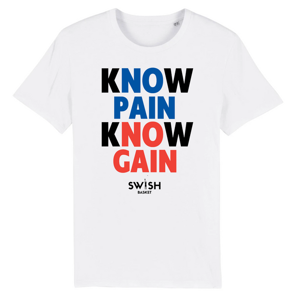 T-Shirt Homme Blanc Bleu Noir Rouge - 100% Coton BIO🌱 - Know Pain Know Gain