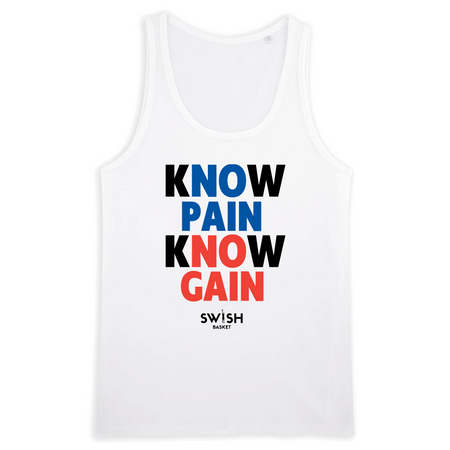 Débardeur Homme Blanc Noir Bleu Rouge - 100% Coton BIO🌱 - Know Pain Know Gain