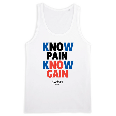 Débardeur Homme Blanc Bleu Noir Rouge - 100% Coton BIO🌱 - Know Pain Know Gain