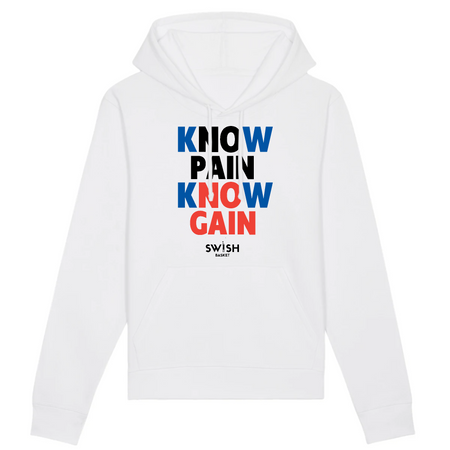 Hoodie Homme Blanc Bleu Noir Rouge - Coton BIO🌱 - Know Pain Know Gain