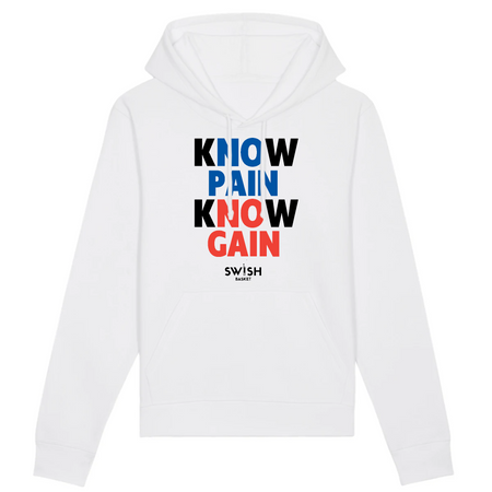 Hoodie Femme Blanc Noir Bleu Rouge - Coton BIO🌱 - Know Pain Know Gain