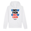Sweat Capuche Femme Blanc Bleu Noir Rouge - Coton BIO🌱 - Know Pain Know Gain
