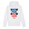 Sweat Capuche Femme Blanc Noir Bleu Rouge - Coton BIO🌱 - Know Pain Know Gain