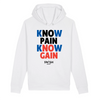 Sweat Capuche Homme Blanc Bleu Noir Rouge - Coton BIO🌱 - Know Pain Know Gain