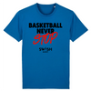 Tshirt Homme Bleu Noir Rouge - 100% Coton BIO🌱 - Basketball Never Stop