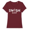 T-Shirt Femme Bordeaux Blanc - 100% Coton BIO🌱 - Swish Basket