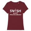 Tee Shirt Femme Bordeaux Blanc - 100% Coton BIO🌱 - Team Swish Basket