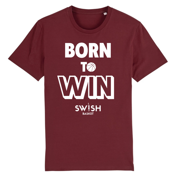 T-Shirt Homme Bordeaux Blanc - 100% Coton BIO🌱 - Born to Win