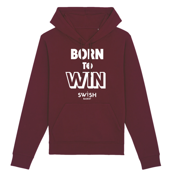 Hoodie Femme Blanc Bordeaux - Coton BIO🌱 - Born to Win