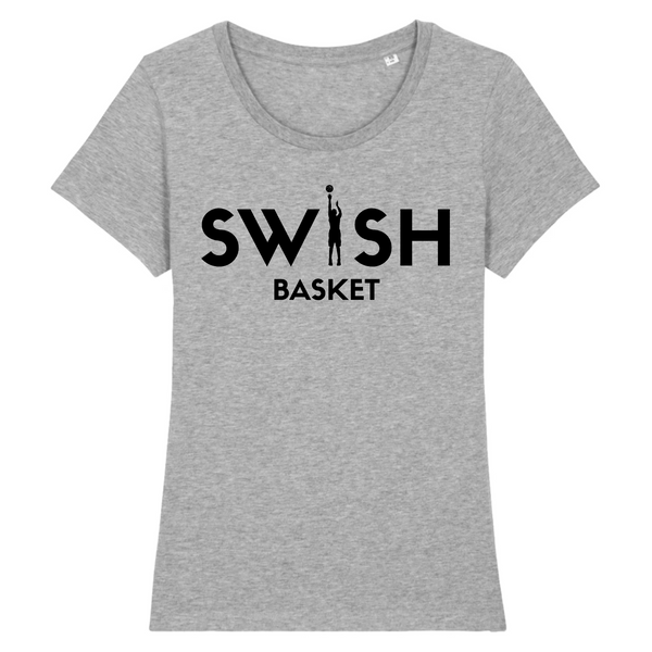 Tshirt Femme Gris Noir - 100% Coton BIO🌱 - Swish Basket
