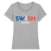 Tshirt Femme Gris Bleu Blanc Rouge - 100% Coton BIO🌱 - Swish Basket France