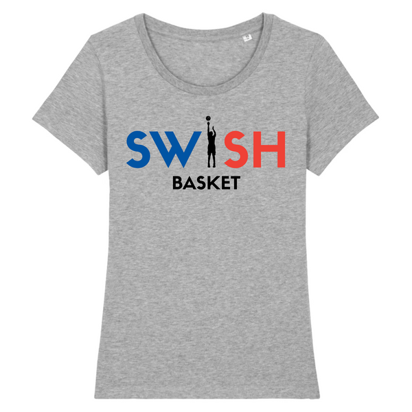 Tee Shirt Femme Gris Bleu Noir Rouge - 100% Coton BIO🌱 - Swish Basket France
