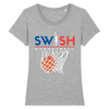 Tee Shirt Femme Gris Bleu Blanc Rouge - 100% Coton BIO🌱 - Swish Basketball France