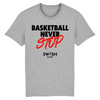 Tee Shirt Homme Gris Noir Rouge - 100% Coton BIO🌱 - Basketball Never Stop