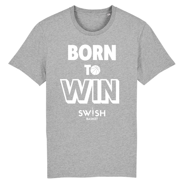 Tshirt Homme Gris Blanc - 100% Coton BIO🌱 - Born to Win