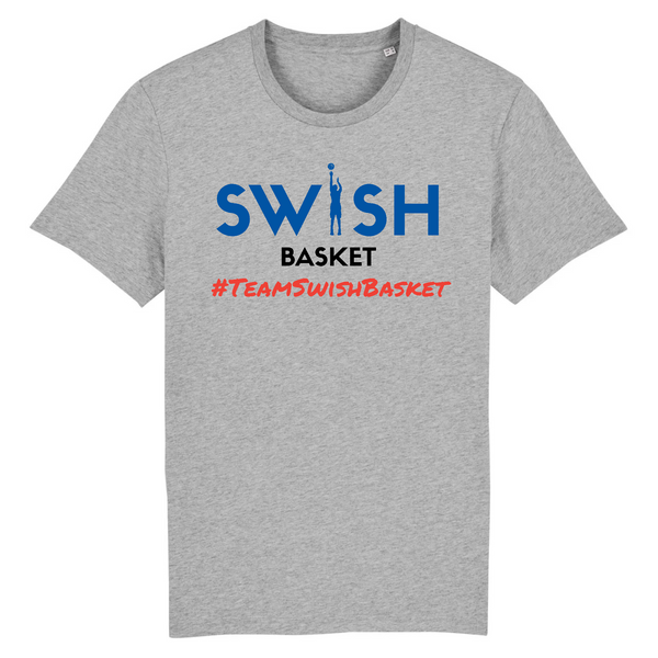 Tee Shirt Homme Gris Bleu Noir Rouge - 100% Coton BIO🌱 - Team Swish Basket France