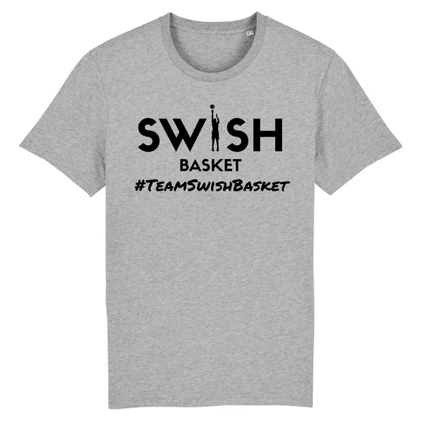 Tshirt Homme Gris Noir - 100% Coton BIO🌱 - Team Swish Basket