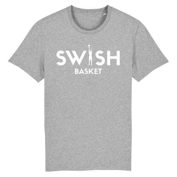 Tshirt Homme Gris Blanc - 100% Coton BIO🌱 - Swish Basket