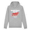 Sweat Capuche Homme Gris Blanc Rouge - Coton BIO🌱 - Basketball Never Stop