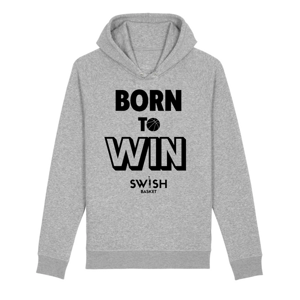 Sweat Capuche Homme Gris Noir - 100% Coton BIO🌱 - Born to Win