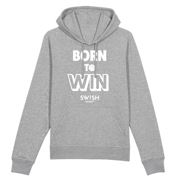 Hoodie Homme Gris Blanc - Coton BIO🌱 - Born to Win