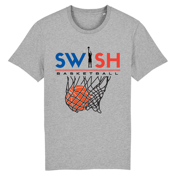 T-Shirt Homme Gris Bleu Noir Rouge - 100% Coton BIO🌱 - Swish Basketball France