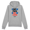 Hoodie Homme Gris Bleu Noir Rouge - Coton BIO🌱 - Know Pain Know Gain