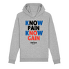 Sweat Capuche Femme Gris Bleu Noir Rouge - Coton BIO🌱 - Know Pain Know Gain