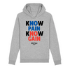 Sweat Capuche Femme Gris Noir Bleu Rouge - Coton BIO🌱 - Know Pain Know Gain