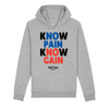 Sweat Capuche Homme Gris Noir Bleu Rouge - Coton BIO🌱 - Know Pain Know Gain