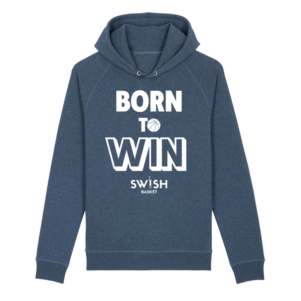 Sweat Capuche Homme Indigo Blanc - Coton BIO🌱 - Born to Win