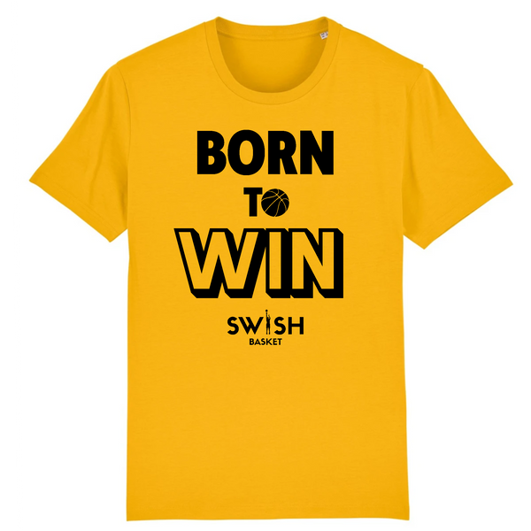 T-Shirt Homme Jaune Noir - 100% Coton BIO🌱 - Born to Win