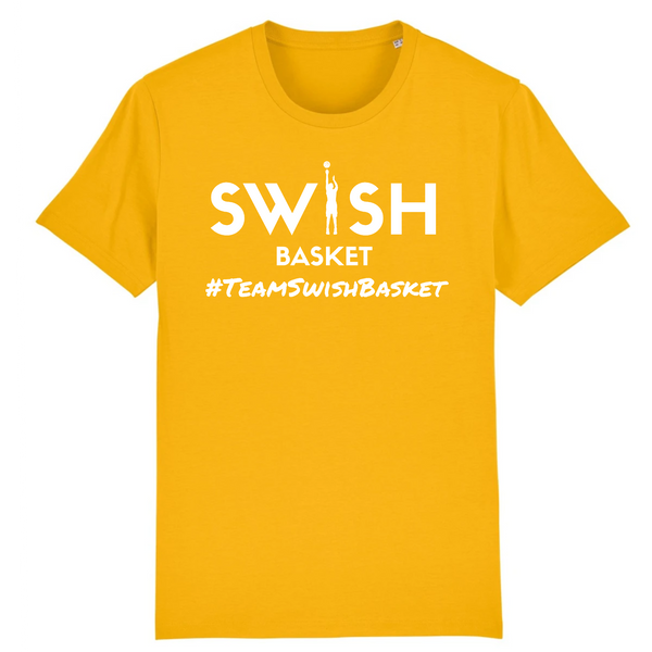 Tee Shirt Homme Jaune Blanc - 100% Coton BIO🌱 - Team Swish Basket