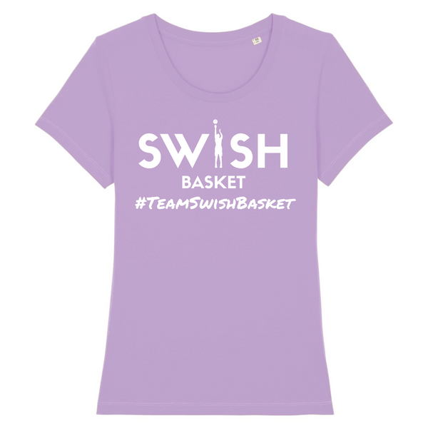 T-Shirt Femme Lavande Blanc - 100% Coton BIO🌱 - Team Swish Basket