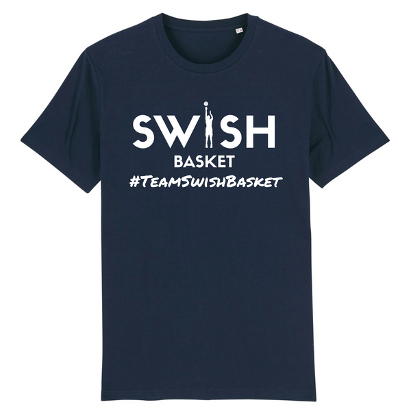 Tee Shirt Homme Marine Blanc - 100% Coton BIO🌱 - Team Swish Basket