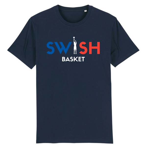 Tee Shirt Homme Marine Bleu Blanc Rouge - 100% Coton BIO🌱 - Swish Basket France