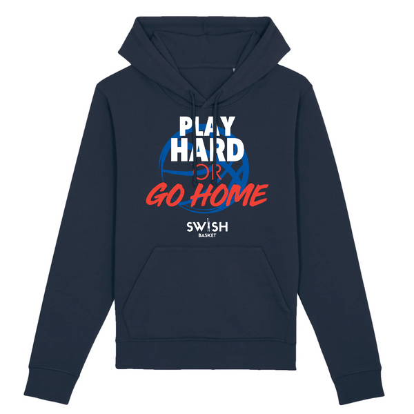 Hoodie Femme Marine Blanc Rouge Bleu - Coton BIO🌱 - Play Hard or Go Home